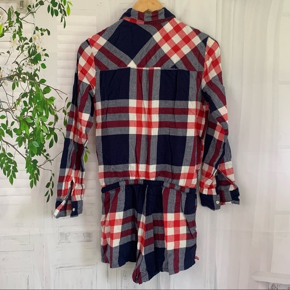 Aerie Plaid Flannel Sleepwear Romper - Picture 5 of 6